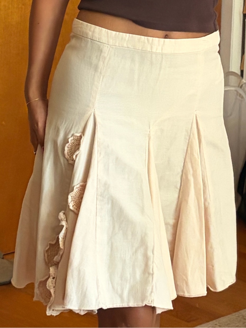 Vintage Hugo boss Skirt with Crochet flowers